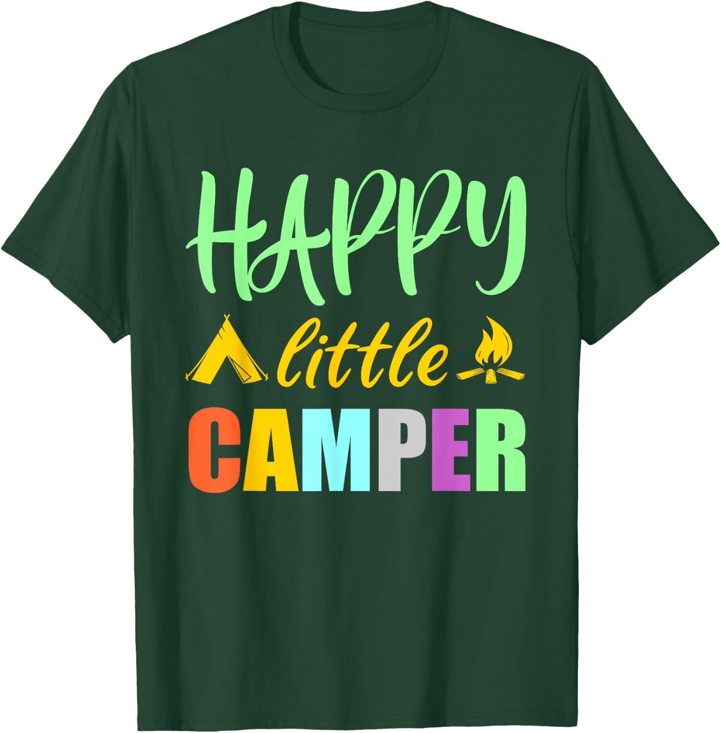 Happy Little Camper Tent Campfire for Camping Kids T-Shirt - T-Shirt | Forest