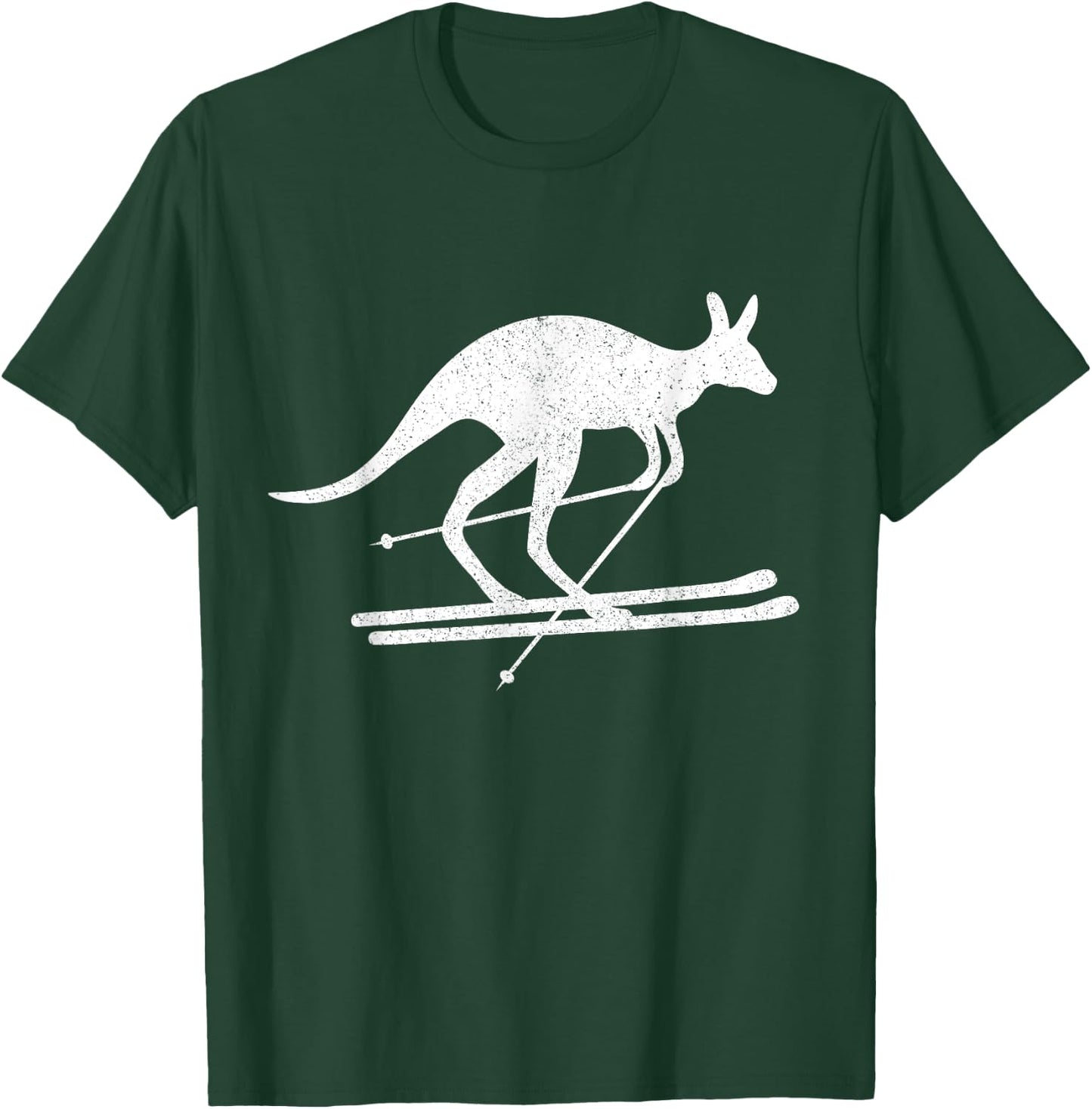 Kangaroo Skiing Fun Winter Sports Australia Travel Gift T-Shirt - T-Shirt | Forest