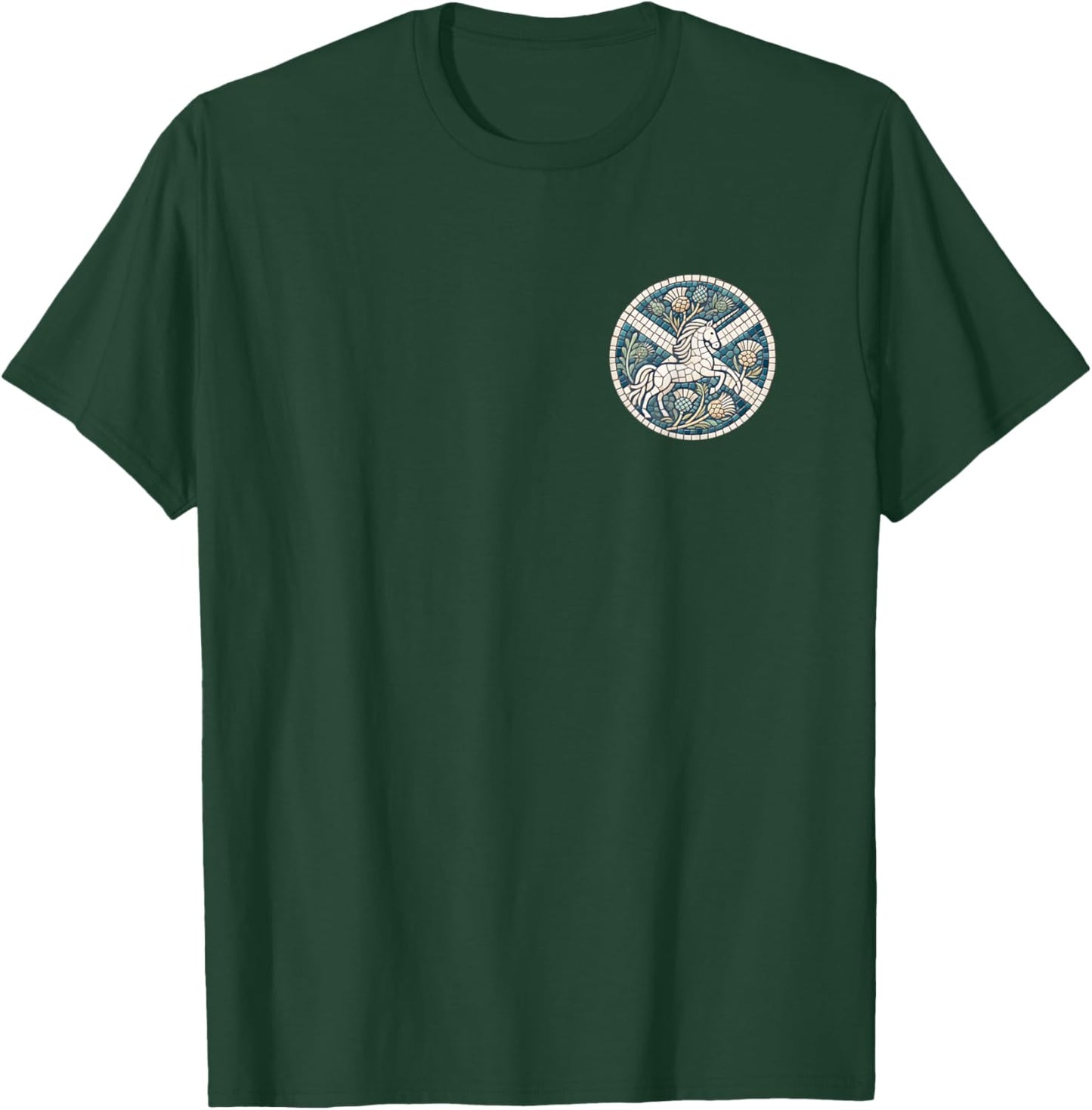 Scottish Unicorn w Thistles and Saltire - Proud Scotland T-Shirt - T-Shirt | Forest