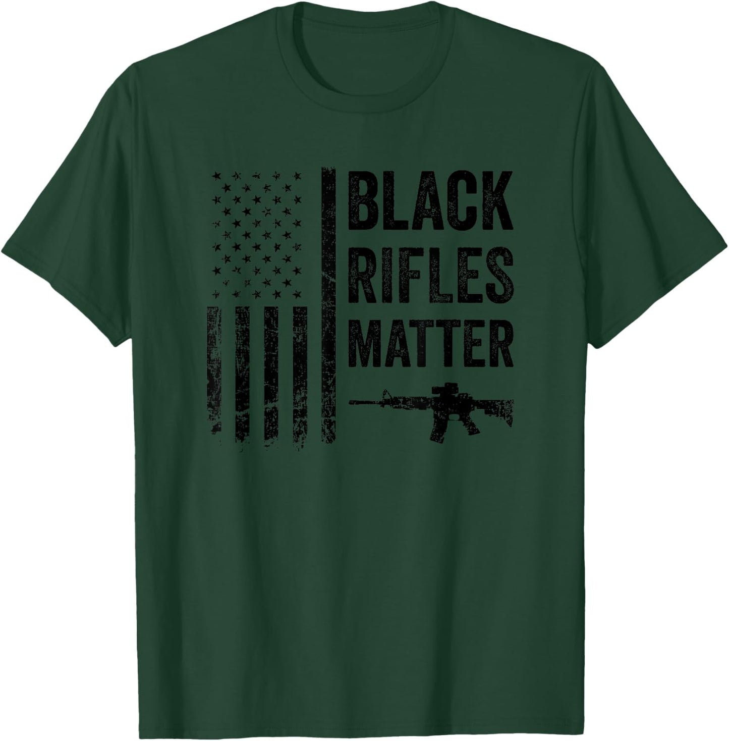 Black Rifles Matter - Funny Pro Gun Rights Camo USA Flag T-Shirt - T-Shirt | Forest