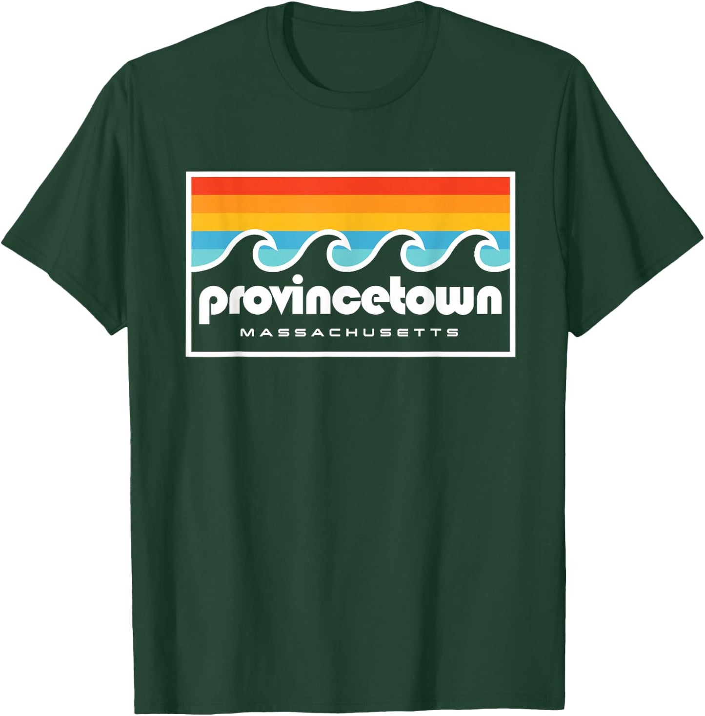 Provincetown MA Retro Vintage Style Ocean Sunset Cape Cod T-Shirt - T-Shirt | Forest