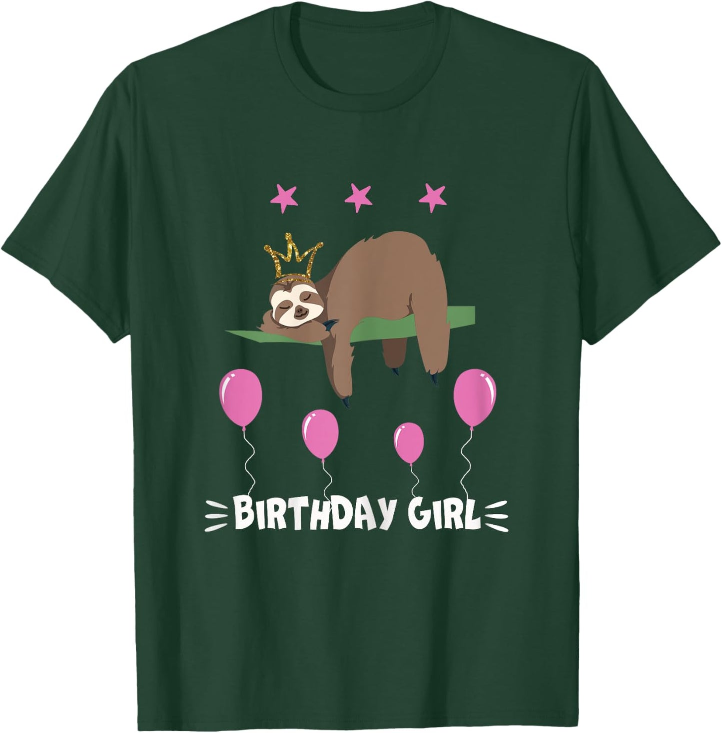Cute cute sloth balloons girl birthday party animal T-Shirt - T-Shirt | Forest