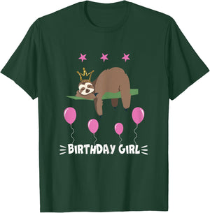 Cute cute sloth balloons girl birthday party animal T-Shirt - T-Shirt | Forest