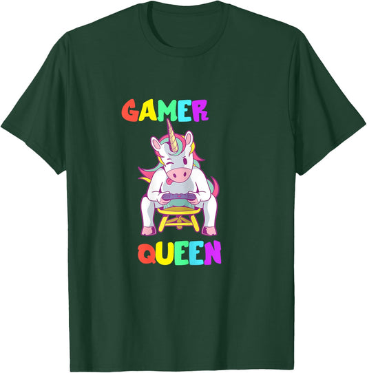 Gamer Queen Gamer Queen Unicorn Gamer Cute Gaming T-Shirt - T-Shirt | Forest