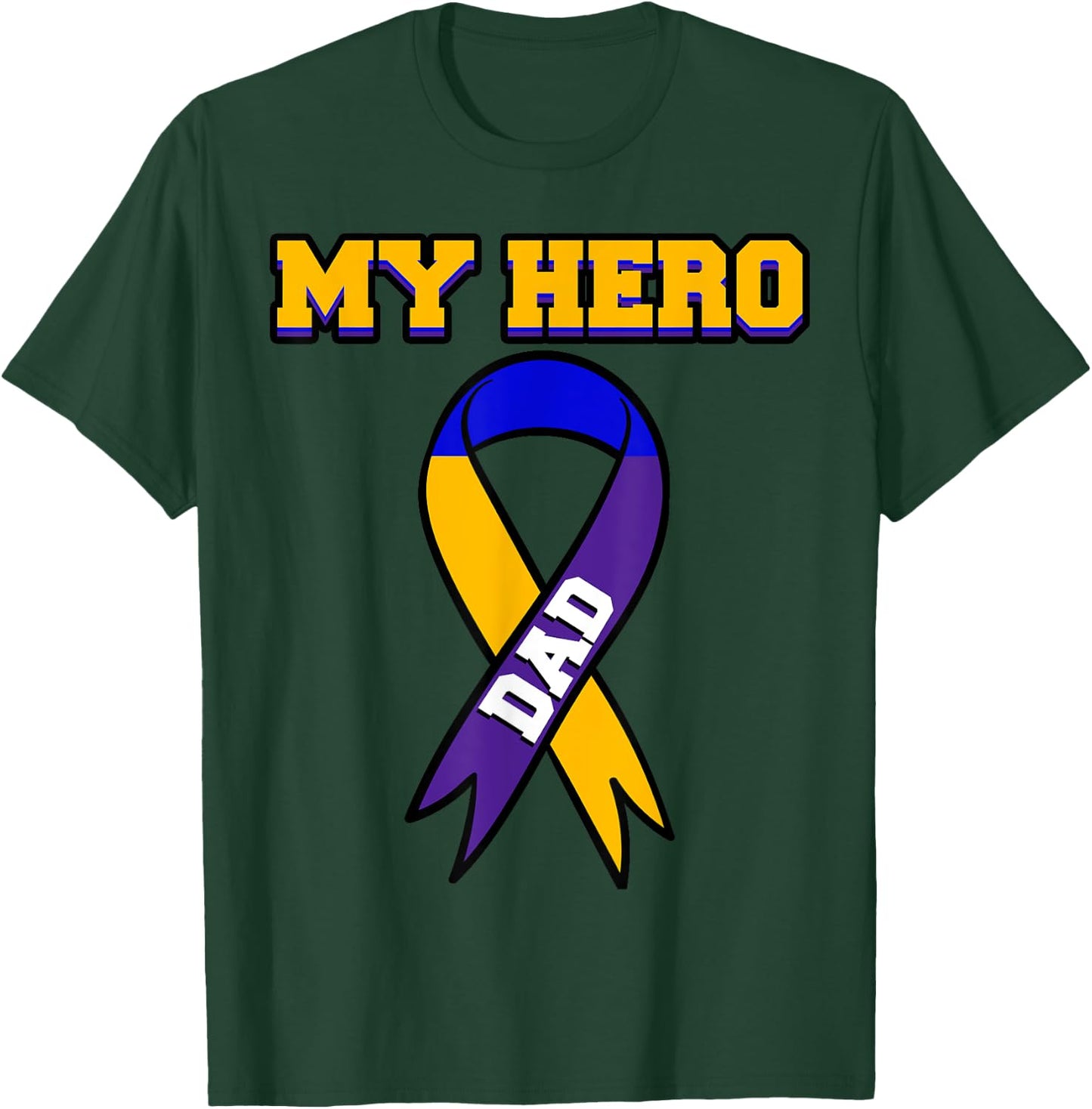 My Hero Dad Bladder Cancer Purple Blue Yellow Urologist Gift T-Shirt - T-Shirt | Forest