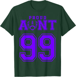 Custom Proud Football Aunt Number 99 P Personalized T-Shirt - T-Shirt | Forest