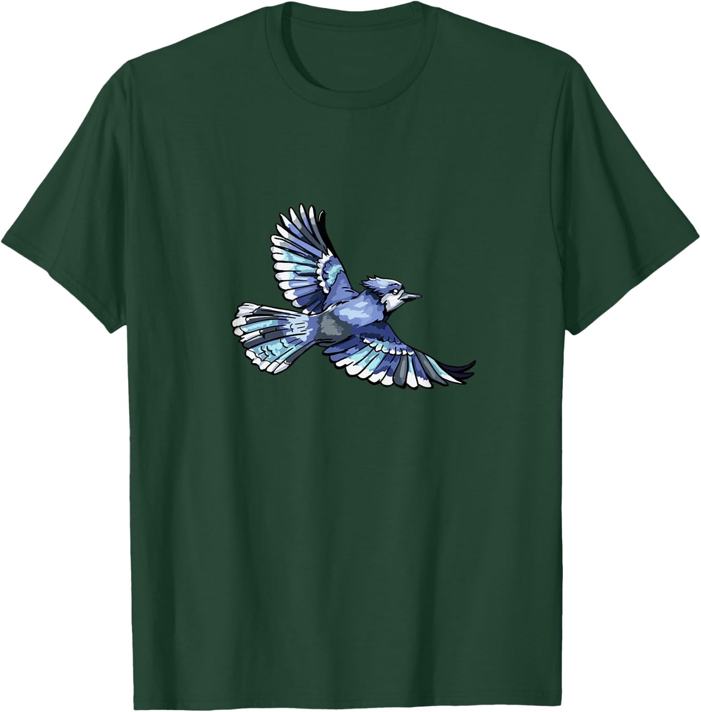Flying Blue Jay Bird Ornithologist T-Shirt - T-Shirt | Forest
