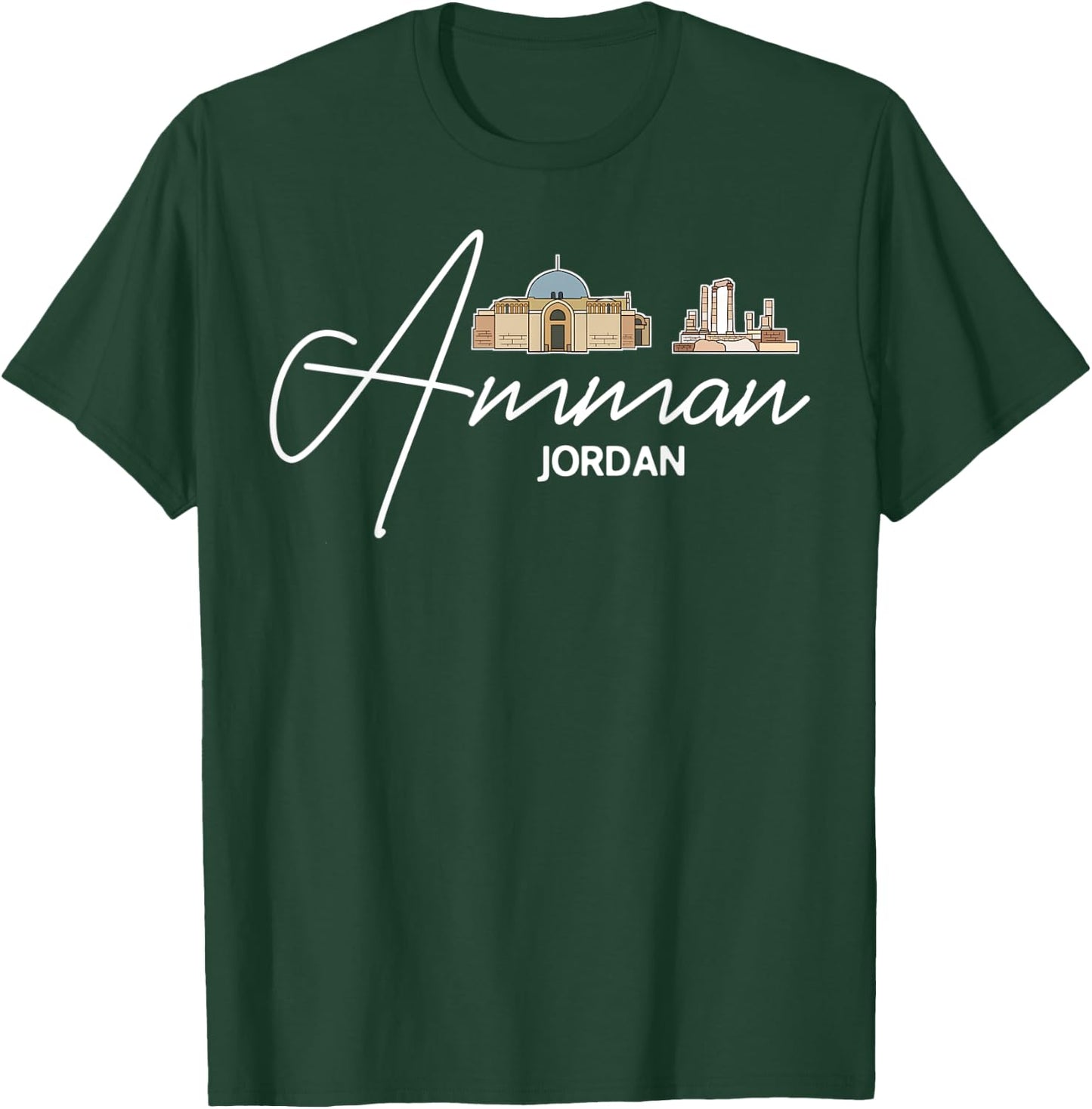 Amman Jordan City Skyline Map Travel T-Shirt - T-Shirt | Forest