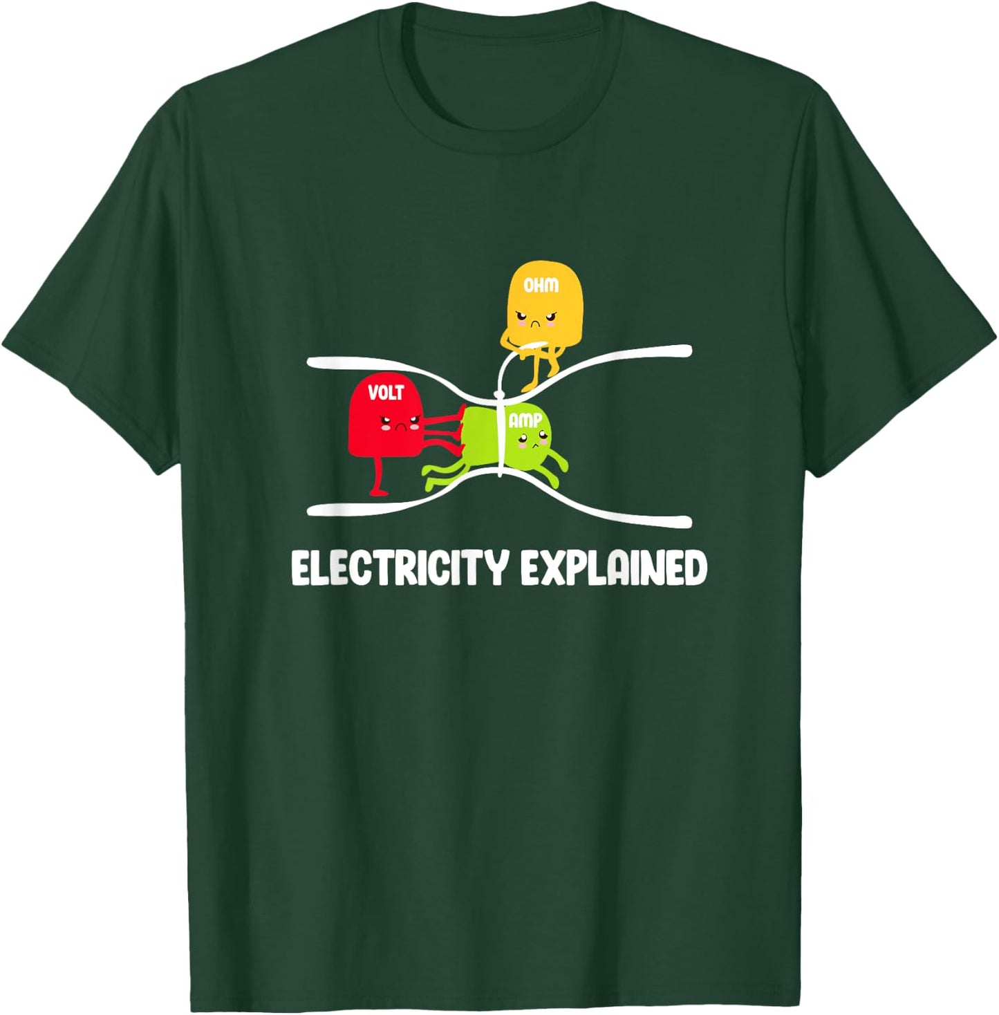 Electricity Explained Volt Ohm Amp Funny Electrician T-Shirt - T-Shirt | Forest