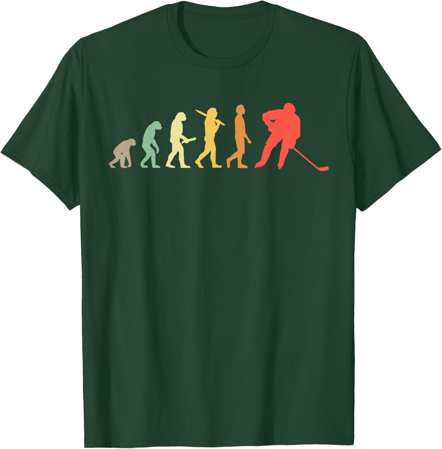 Retro Ice Hockey Evolution Gift Ice Hockey Players T-Shirt - T-Shirt | Forest