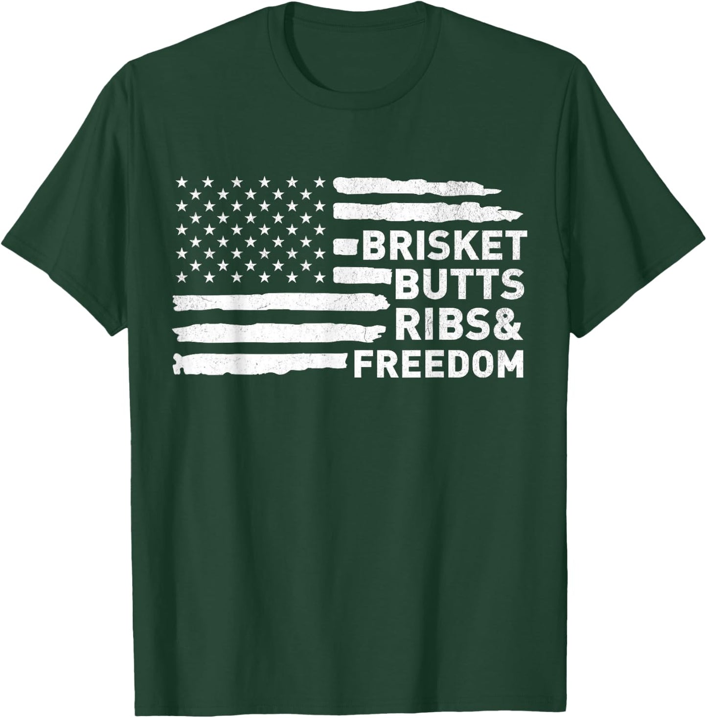 Brisket Butts Ribs and Freedom Vintage American BBQ Pride T-Shirt - T-Shirt | Forest