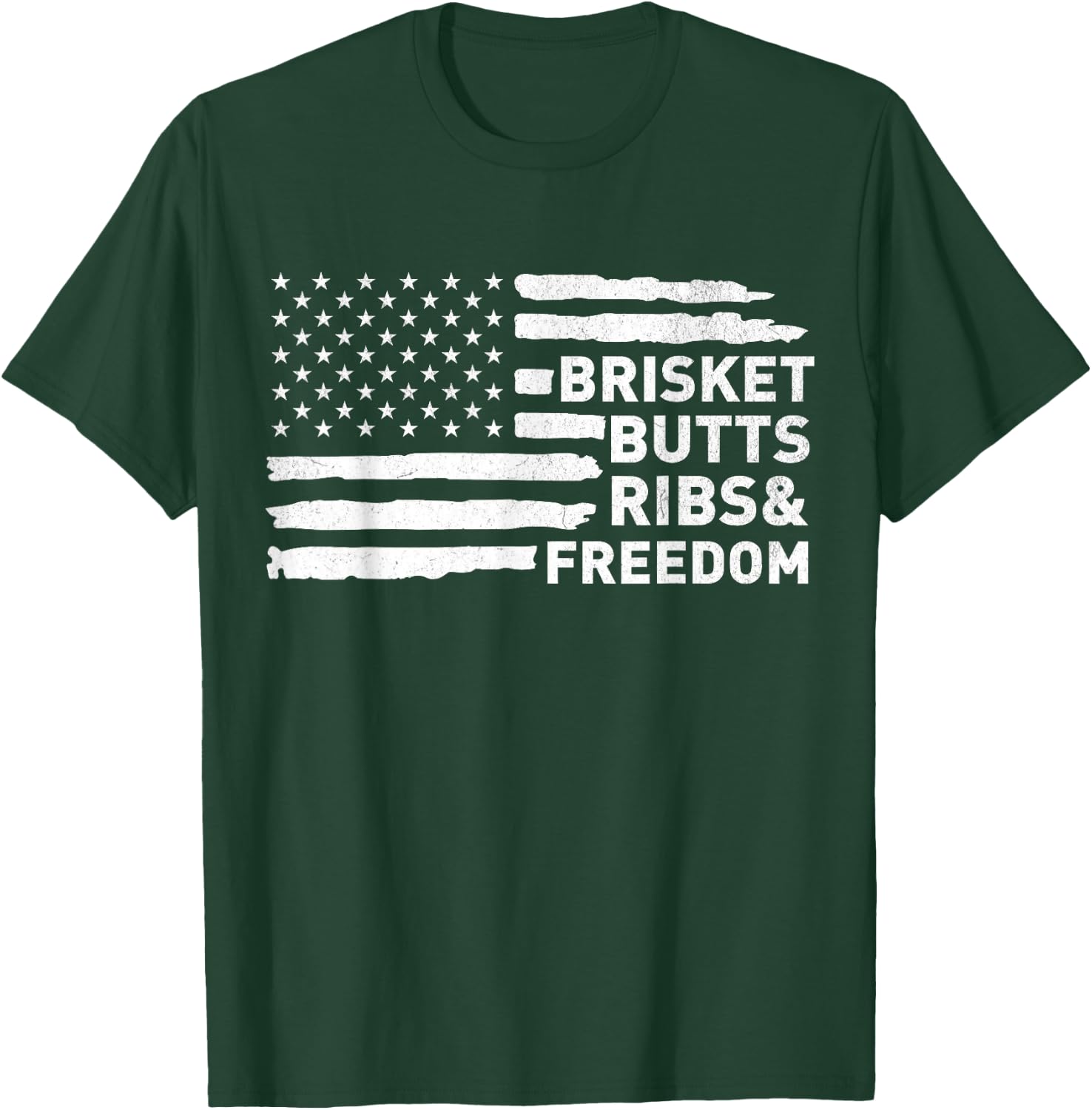 Brisket Butts Ribs and Freedom Vintage American BBQ Pride T-Shirt - T-Shirt | Forest