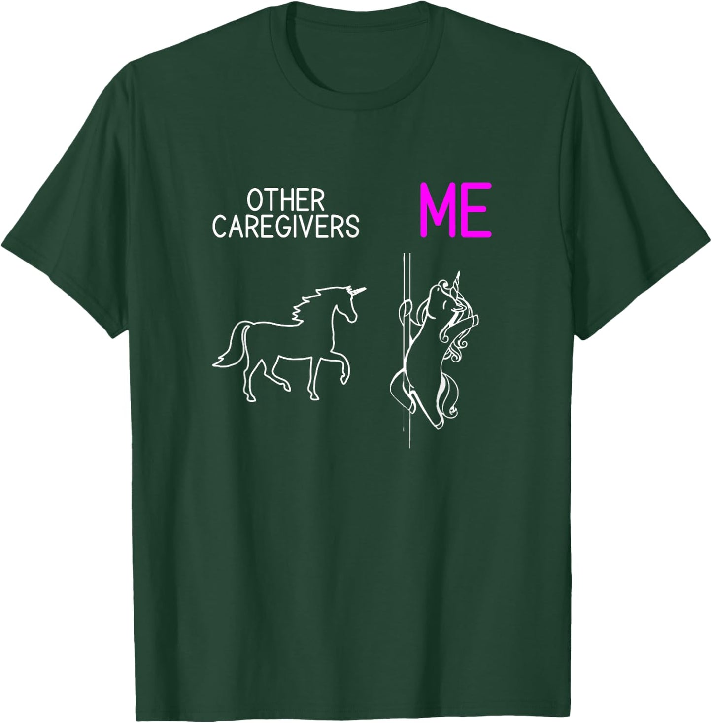 Funny Caregiver Unicorn Dancing Family Caregiver Thank You T-Shirt - T-Shirt | Forest