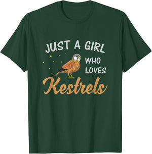 Just A Girl Who Loves Kestrels Birds Birding Kestrel Lover T-Shirt - T-Shirt | Forest