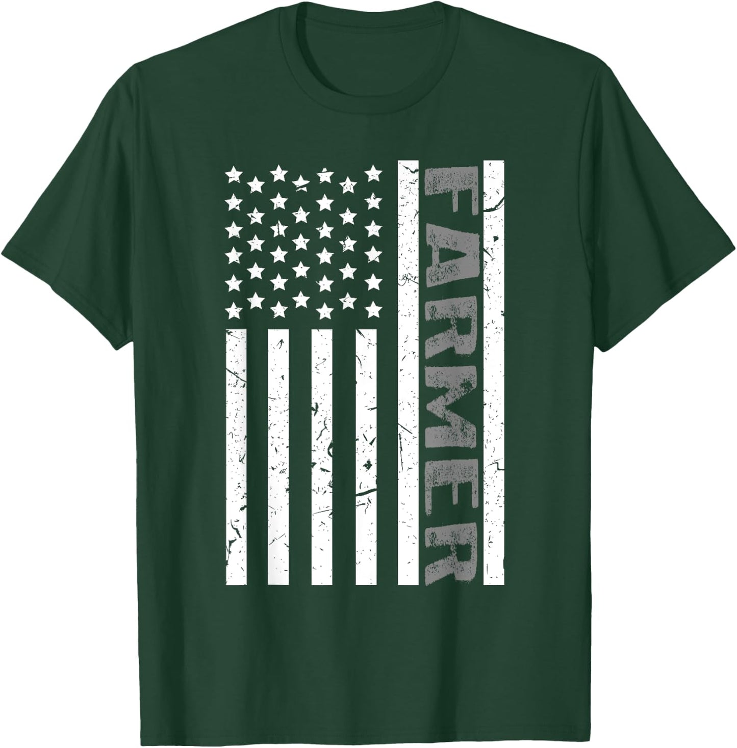 4th Of July Farmer American Farm Cow Tractor Flag Patriotism Women Kids Men T-Shirt - T-Shirt | Forest