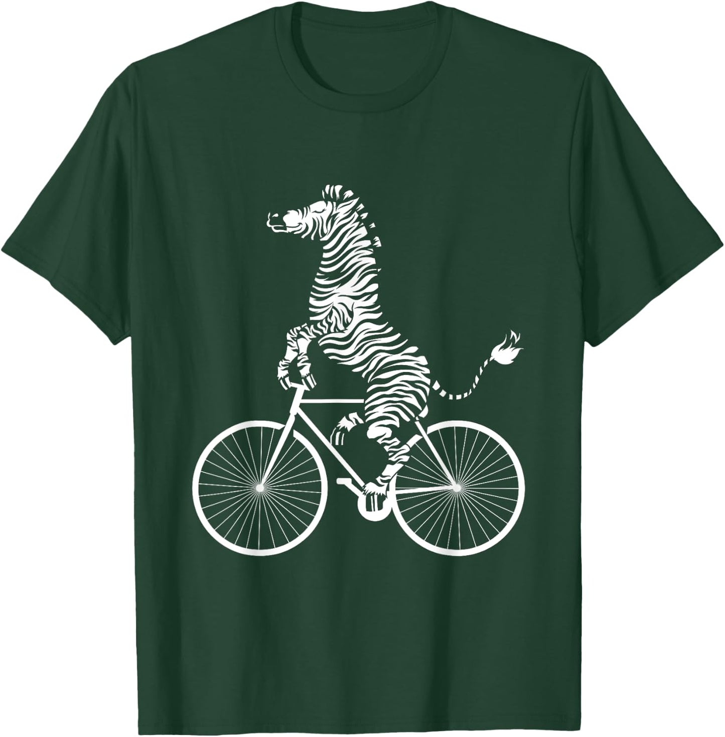 Funny Zebra Riding On A Bike Funny Bicycle Animal Lover Gift T-Shirt - T-Shirt | Forest