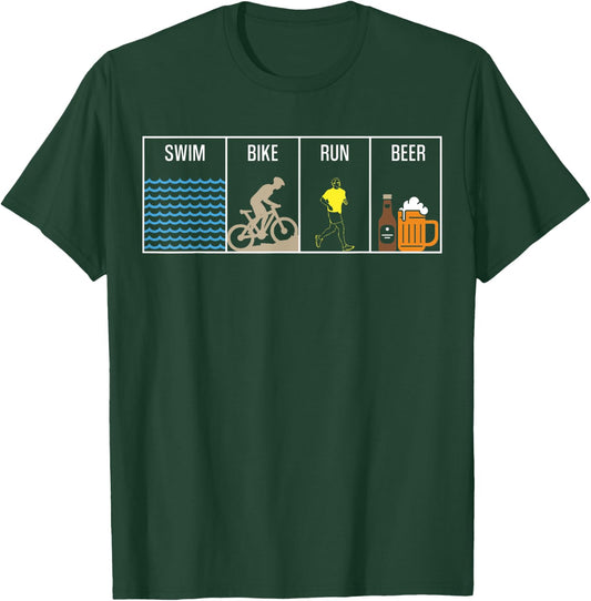 Swim Bike Run Beer T-Shirt - T-Shirt | Forest