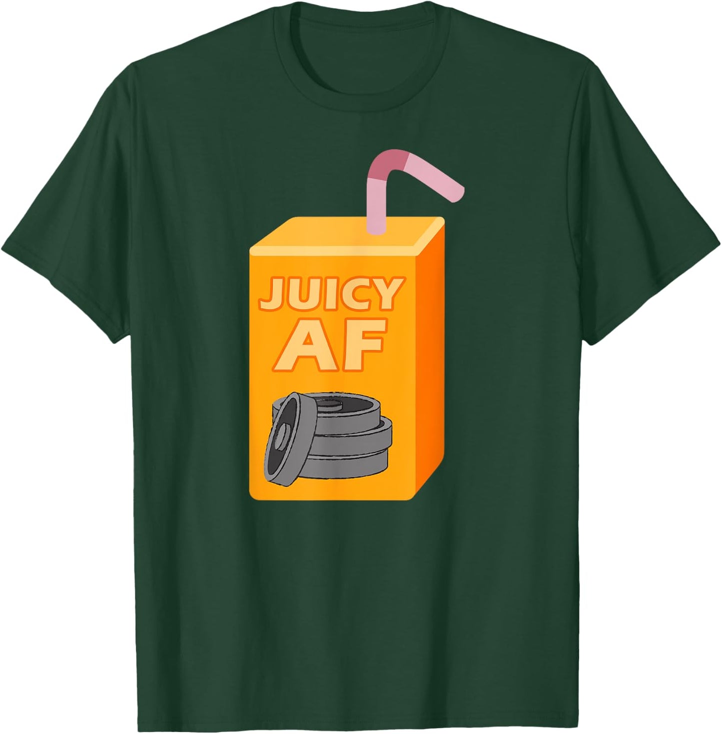 Juicy AF Juice Box Gym Workout Weights Funny Fitness T-Shirt - T-Shirt | Forest