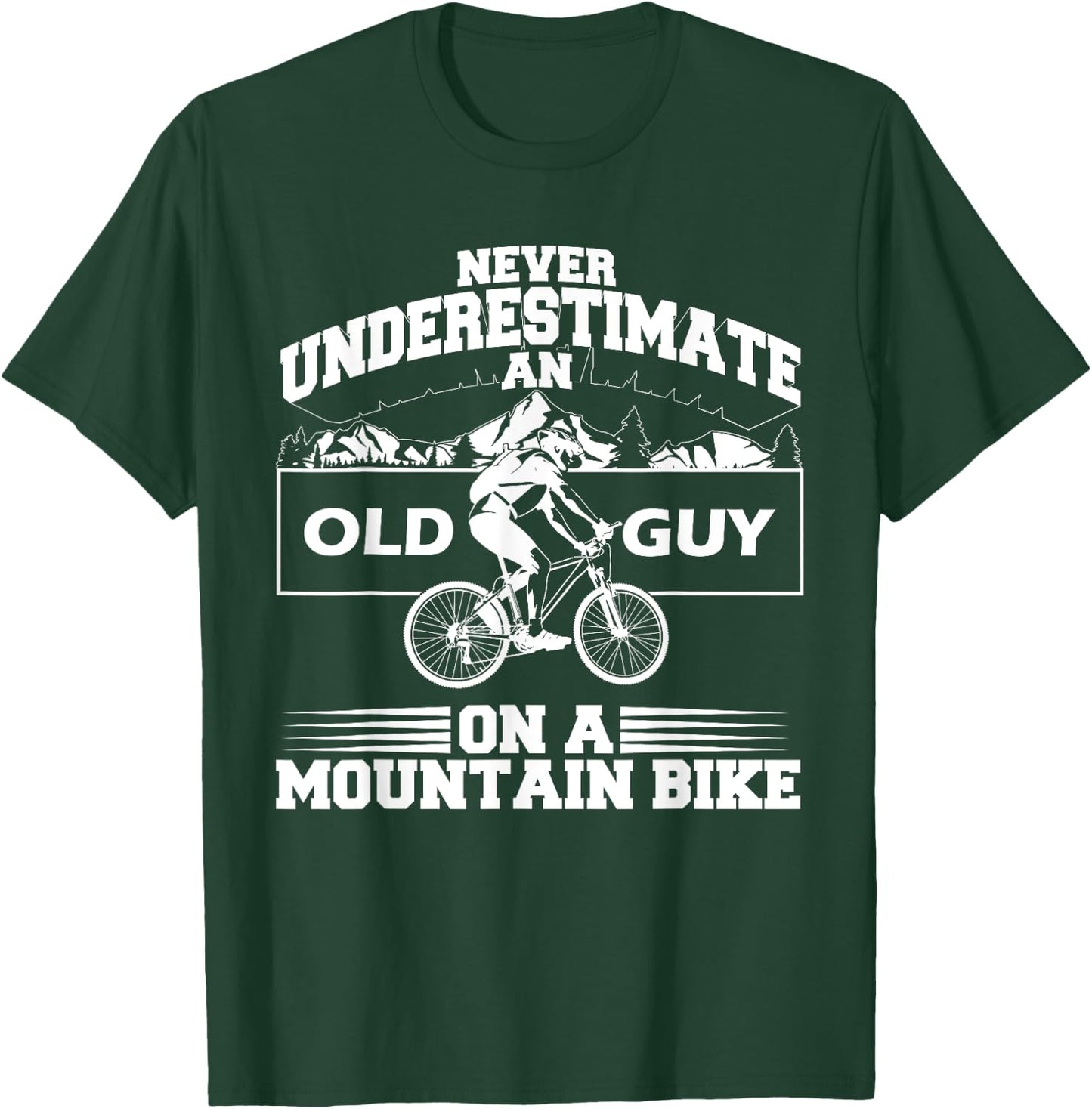 Funny Old Biker Mountain Bike Gift | Cute Bicycle Riders Men T-Shirt - T-Shirt | Forest