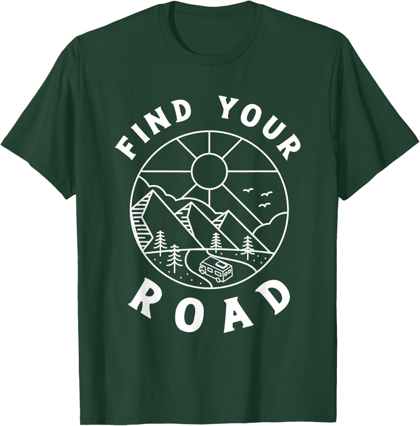 Funny Road Trip Shirts - Find Your Road - -Adults - Black - Small - Short Sleeve - Classic Fit - Cotton 65%, Polyester 35% T-Shirt - T-Shirt | Forest