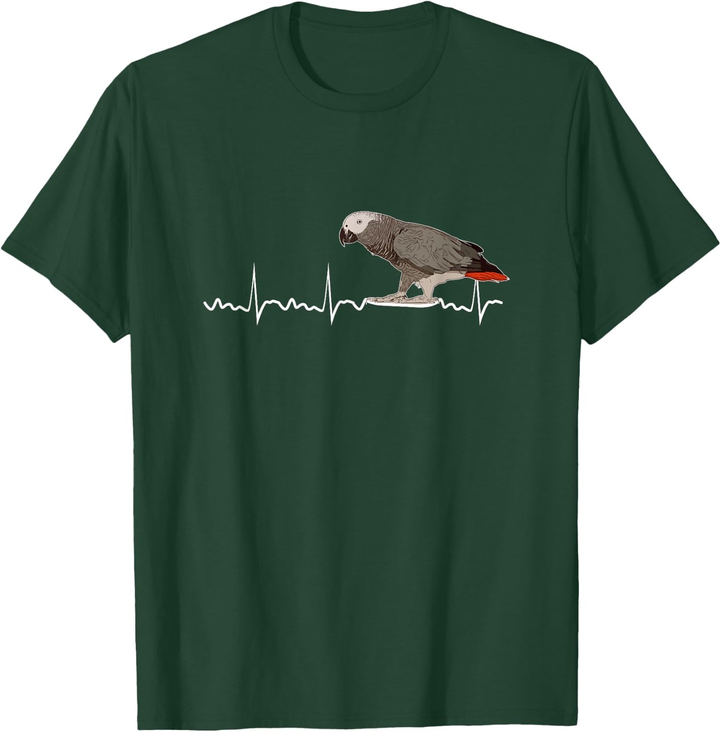 African Grey Parrot Heartbeat Parrot Bird Macaw T-Shirt - T-Shirt | Forest