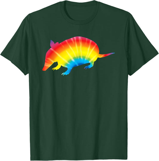 Tie Dye Armadillo Rainbow Print Animals Hippie Peace Gift T-Shirt - T-Shirt | Forest