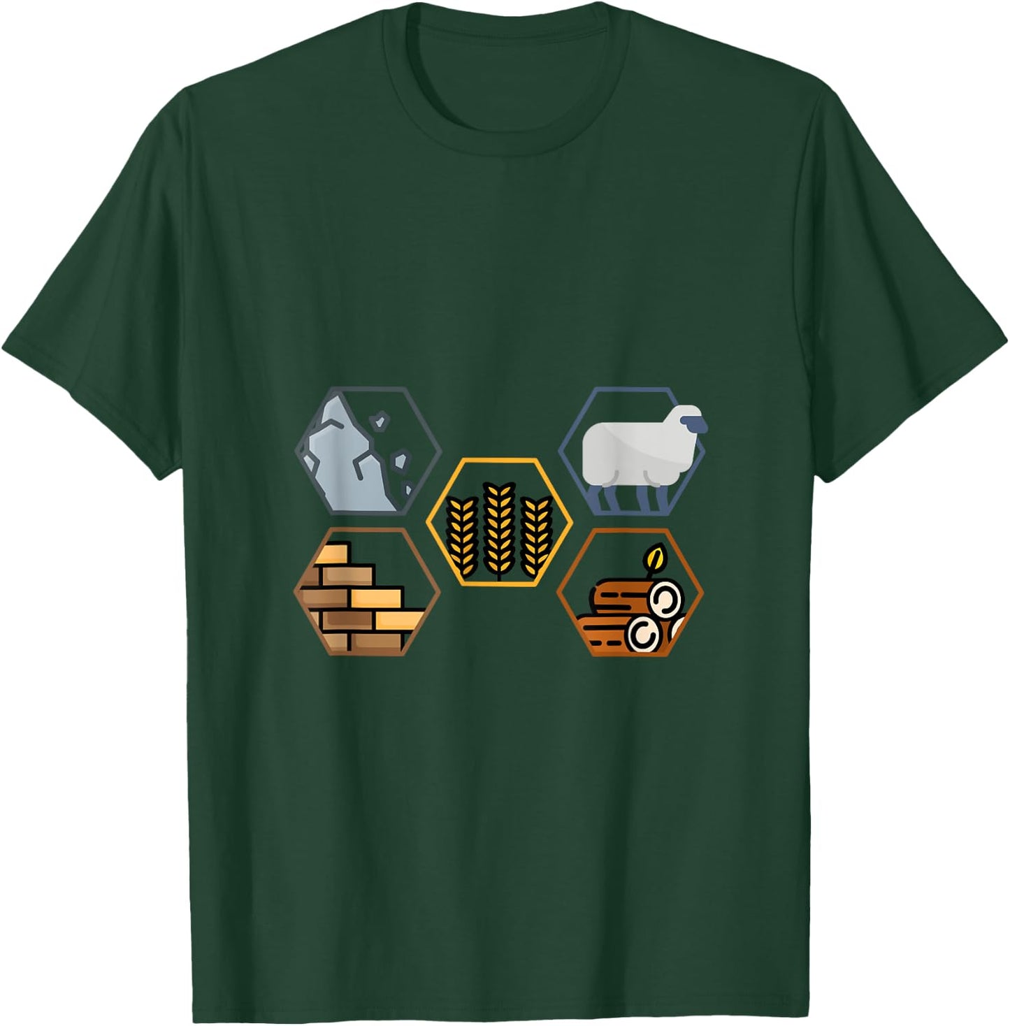 Life Components Brick, Wood, Rock, Wheat, Sheep gift T-Shirt - T-Shirt | Forest