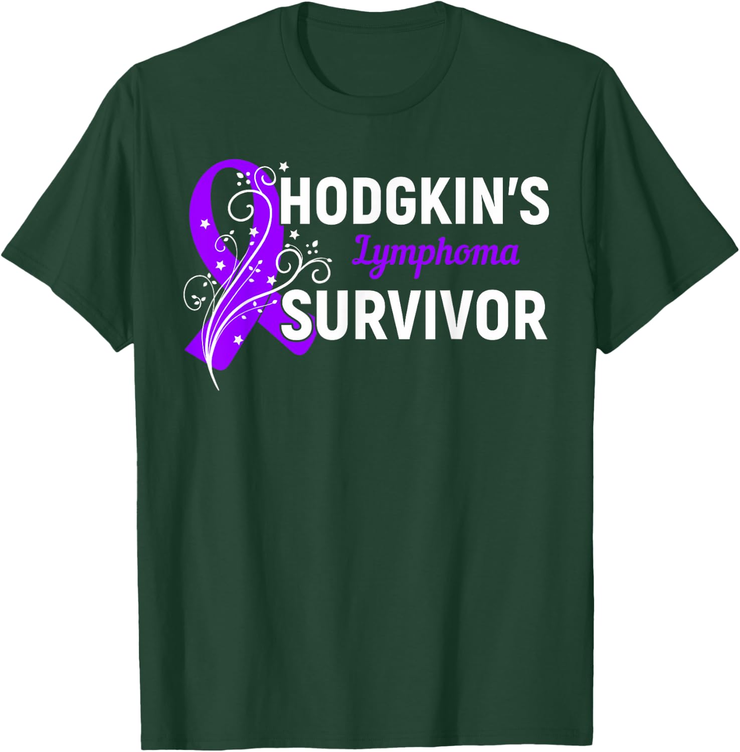 Hodgkin's Lymphoma Survivor Awareness Purple Ribbon Gift T-Shirt - T-Shirt | Forest
