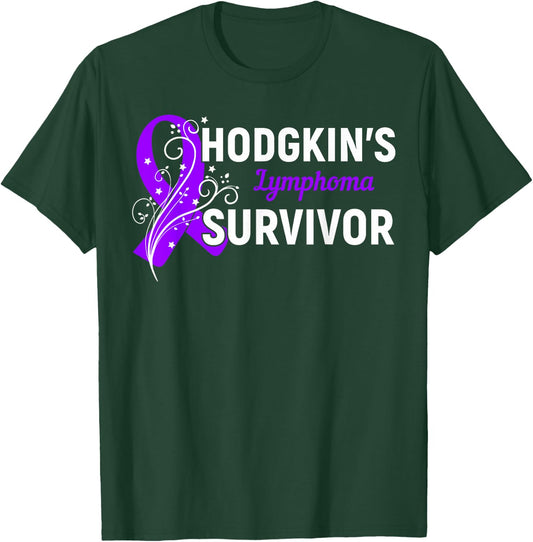 Hodgkin's Lymphoma Survivor Awareness Purple Ribbon Gift T-Shirt - T-Shirt | Forest
