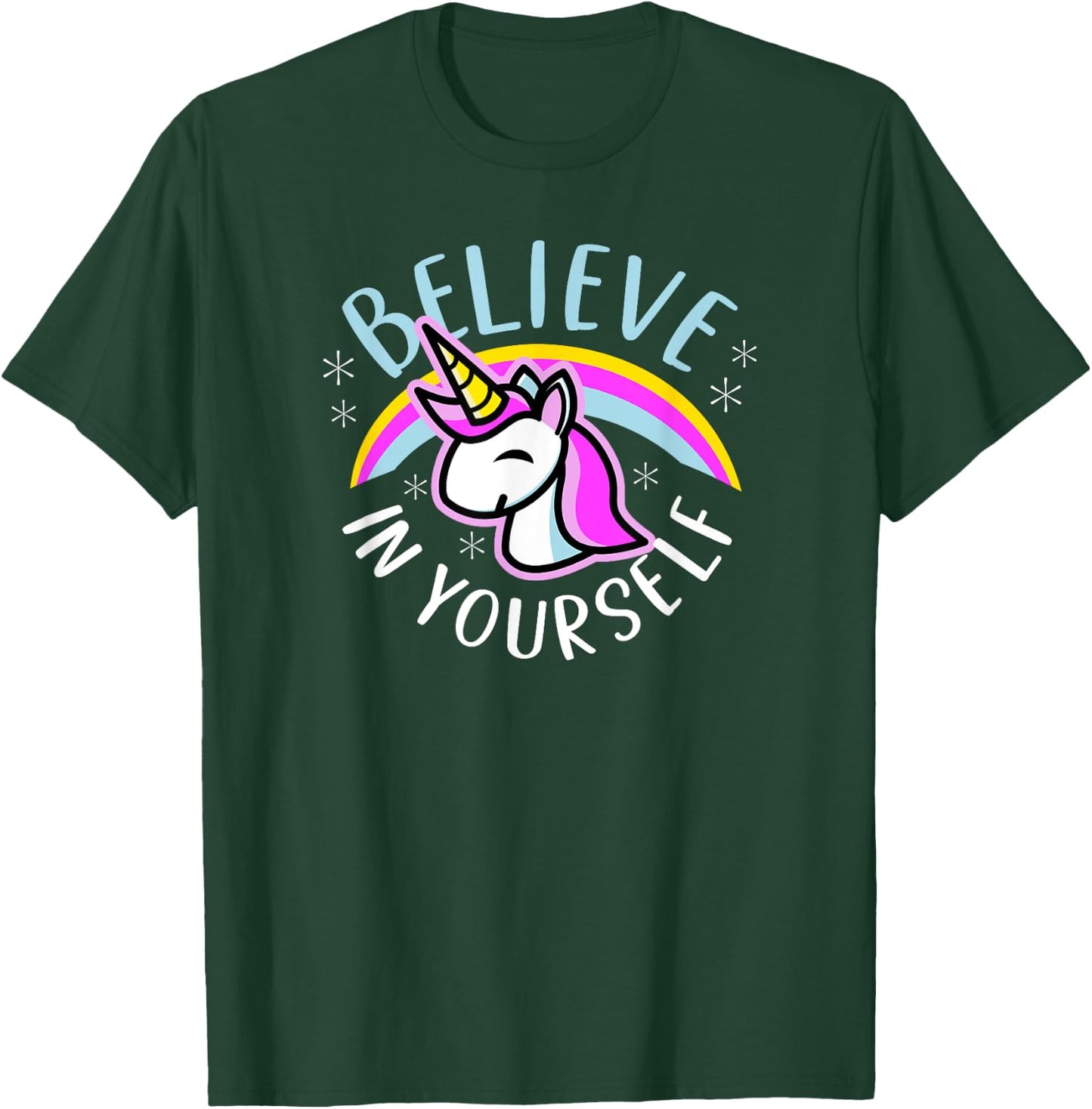 Believe In Yourself - Cute Kawaii Unicorn Rainbow T-Shirt - T-Shirt | Forest