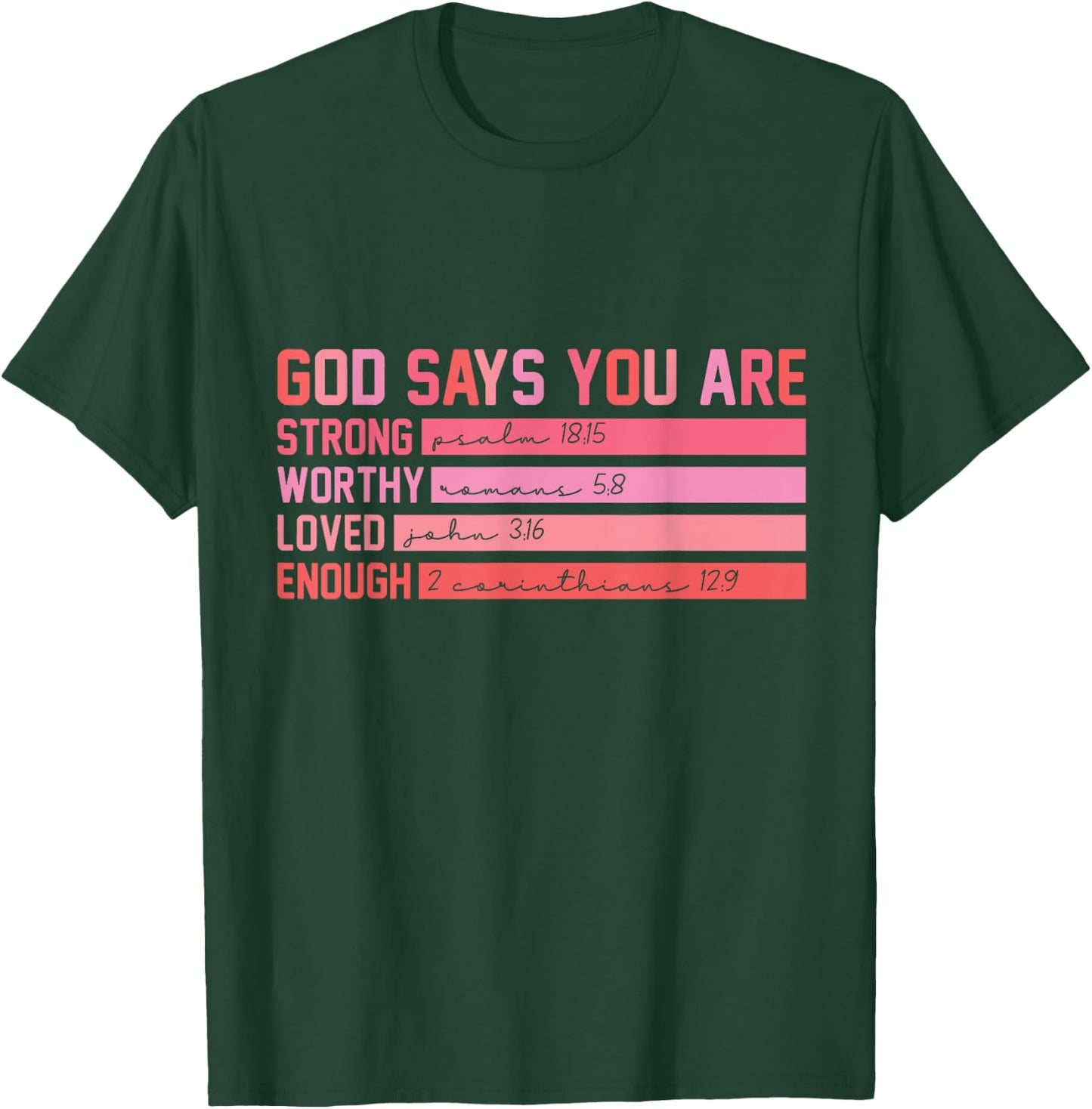 Vintage God Says You Are Strong Worthy Loved Enough Gift T-Shirt - T-Shirt | Forest