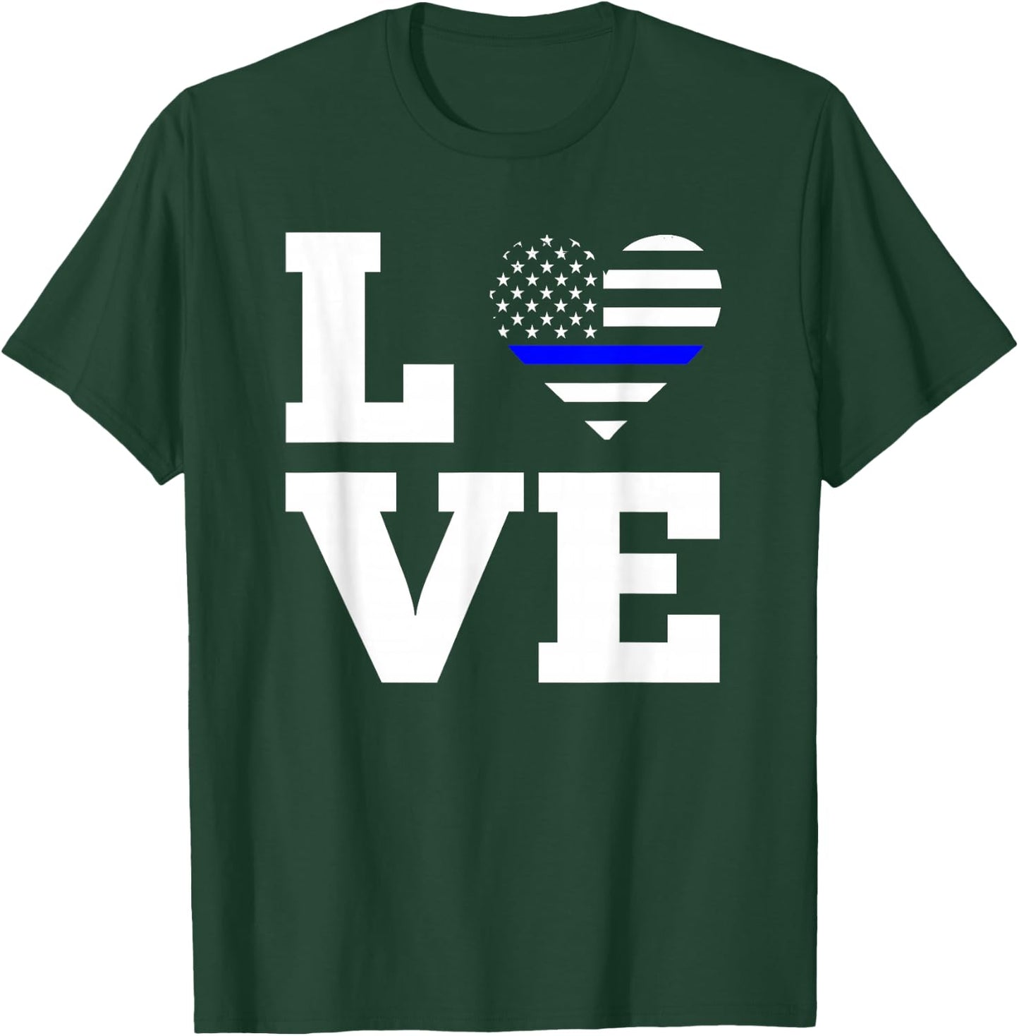 Love Thin Blue Line Police T-Shirt - T-Shirt | Forest