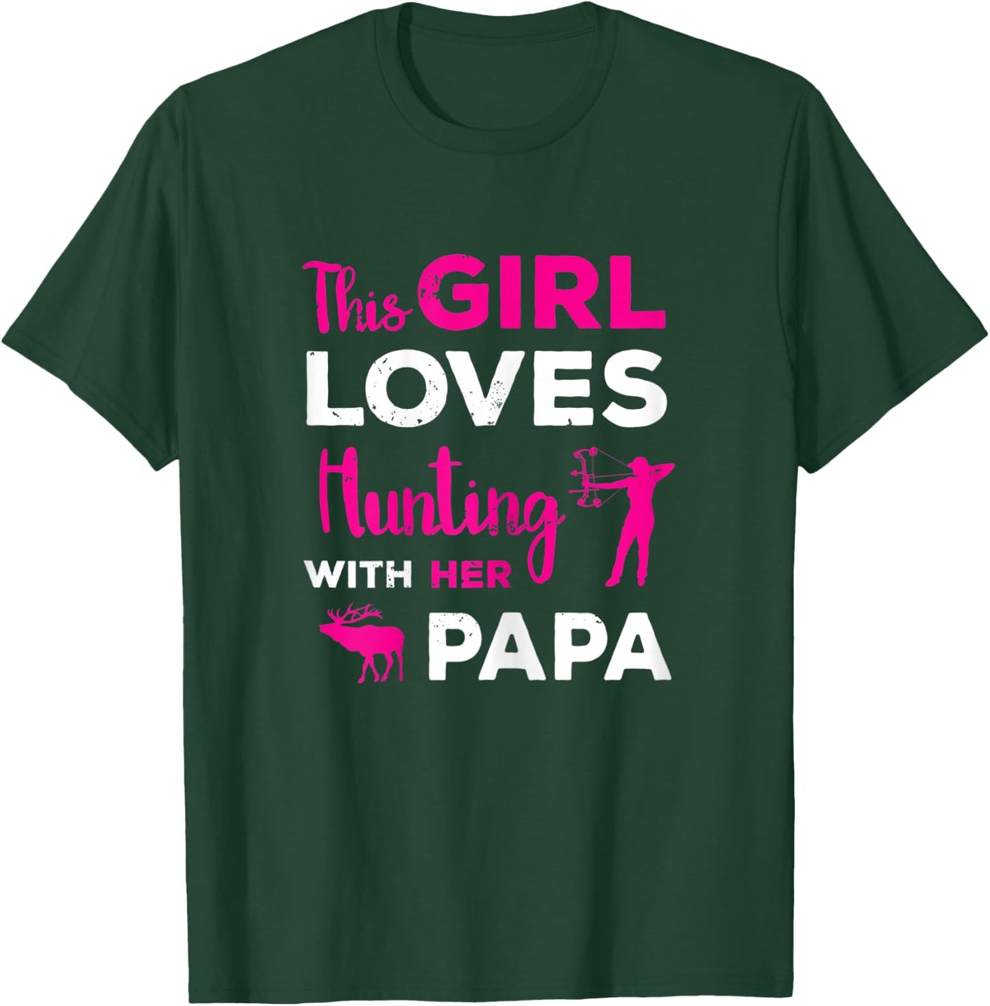 Cute Girls Hunting Gift Papa Daughter Hunting Partner Hunter T-Shirt - T-Shirt | Forest