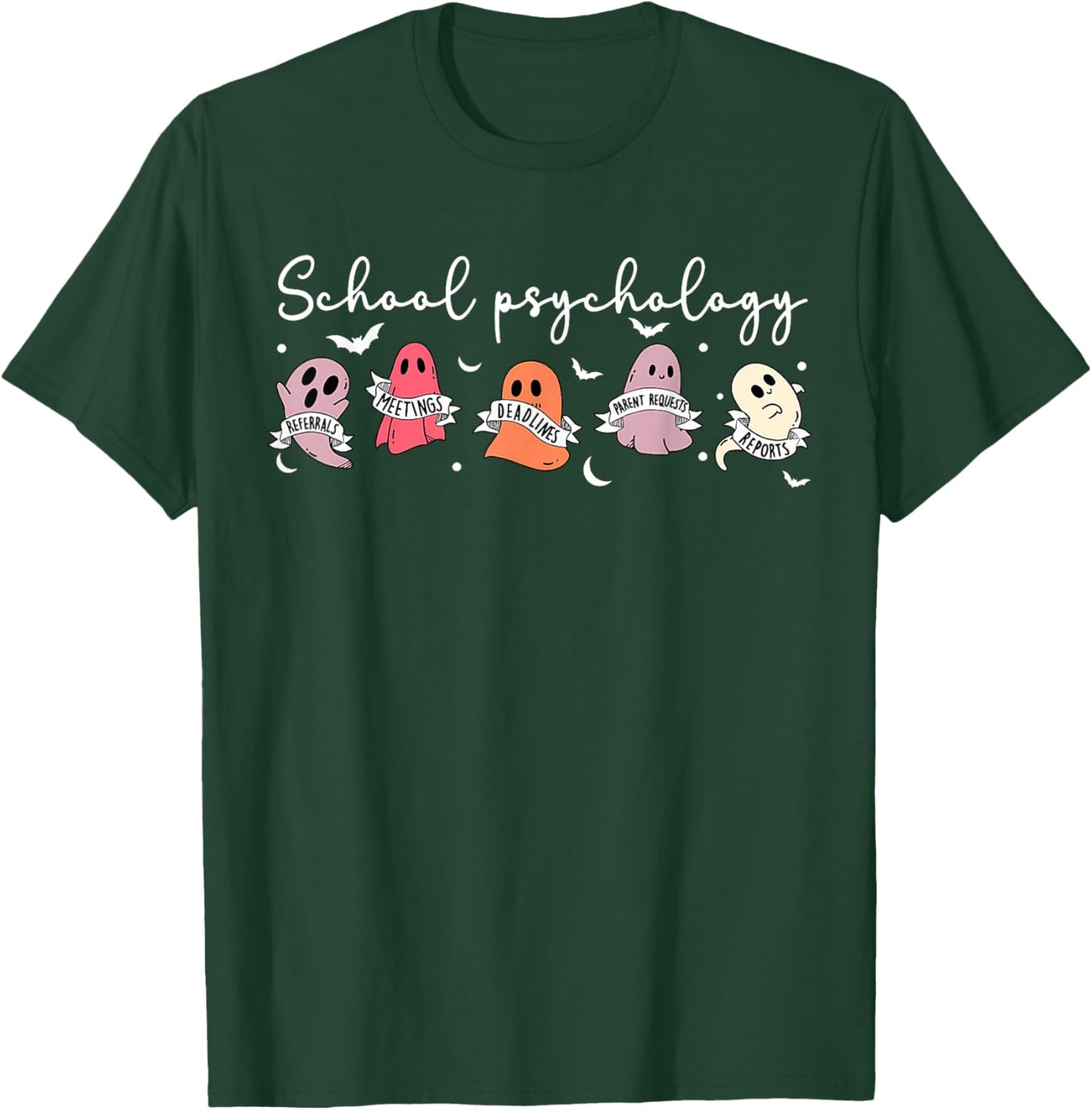 Retro Cute Ghost School Psychologist Halloween Psychologist T-Shirt - T-Shirt | Forest