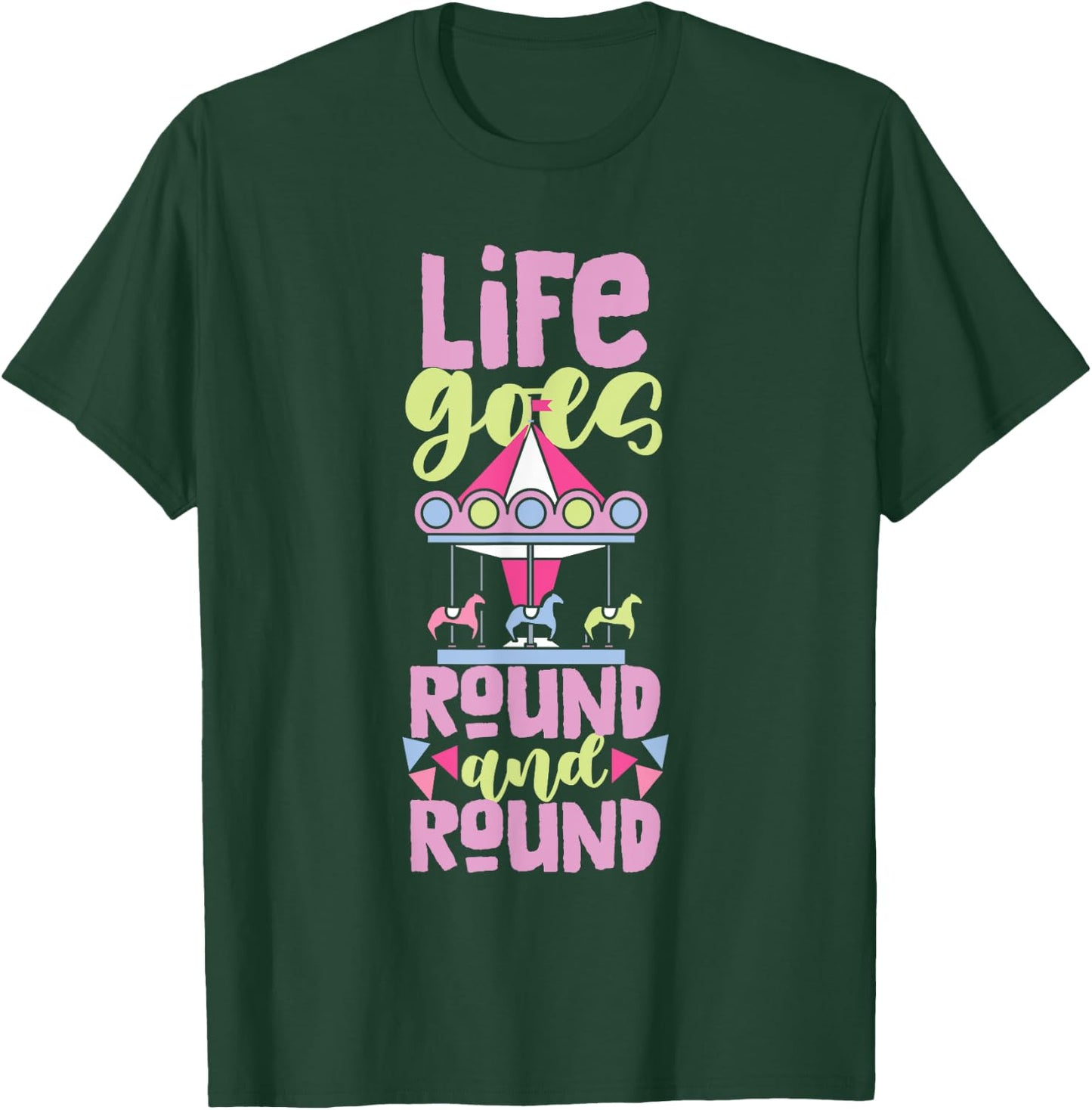 Carousel Horse Merry-Go-Round Girls and Women T-Shirt - T-Shirt | Forest