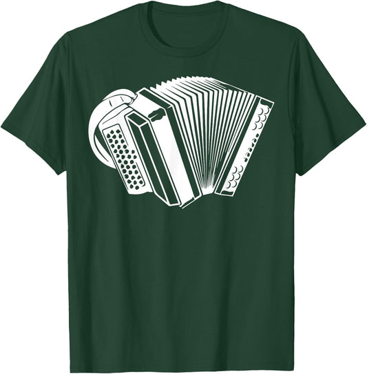Graphic Accordion Instrument Men Women Hobby Learn Musician T-Shirt - T-Shirt | Forest
