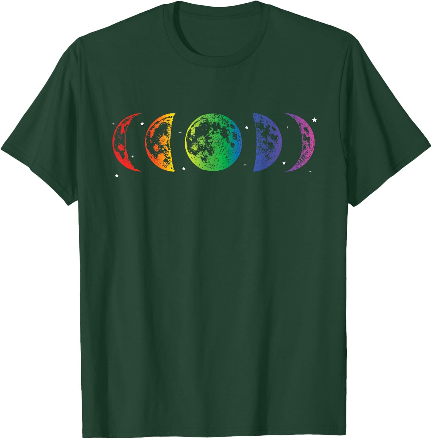 Moon Phase LBGTQ Rainbow Pride Equality Lunar Eclipse T-Shirt - T-Shirt | Forest