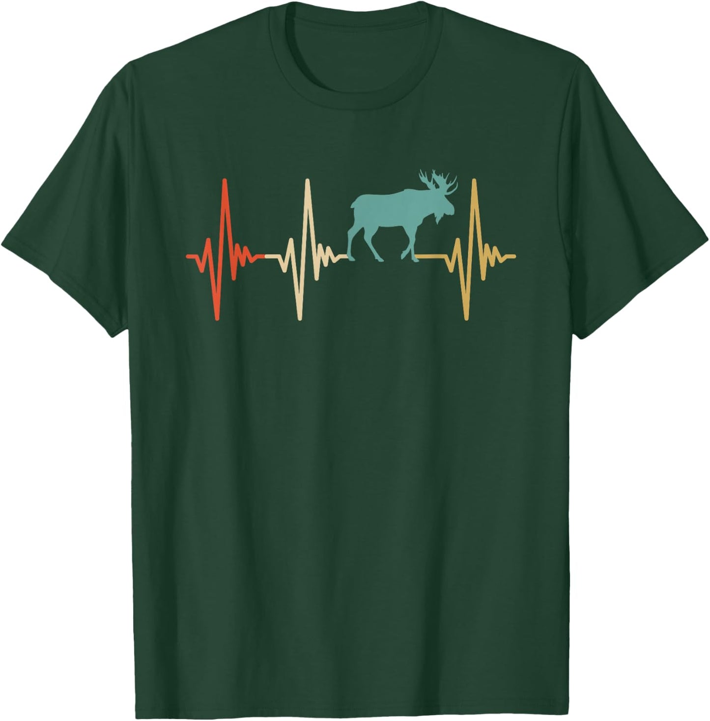 Moose Heartbeat Retro Vintage Design Women T-Shirt - T-Shirt | Forest