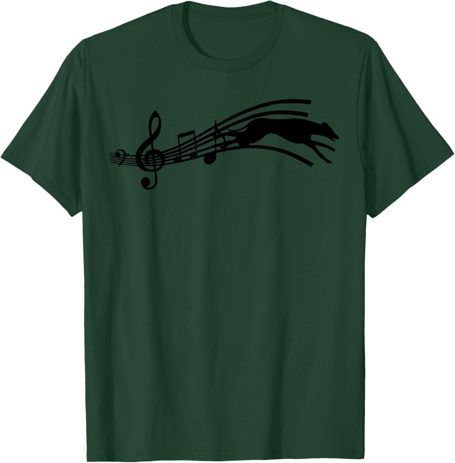 geryhound with Music Notes T-Shirt - T-Shirt | Forest