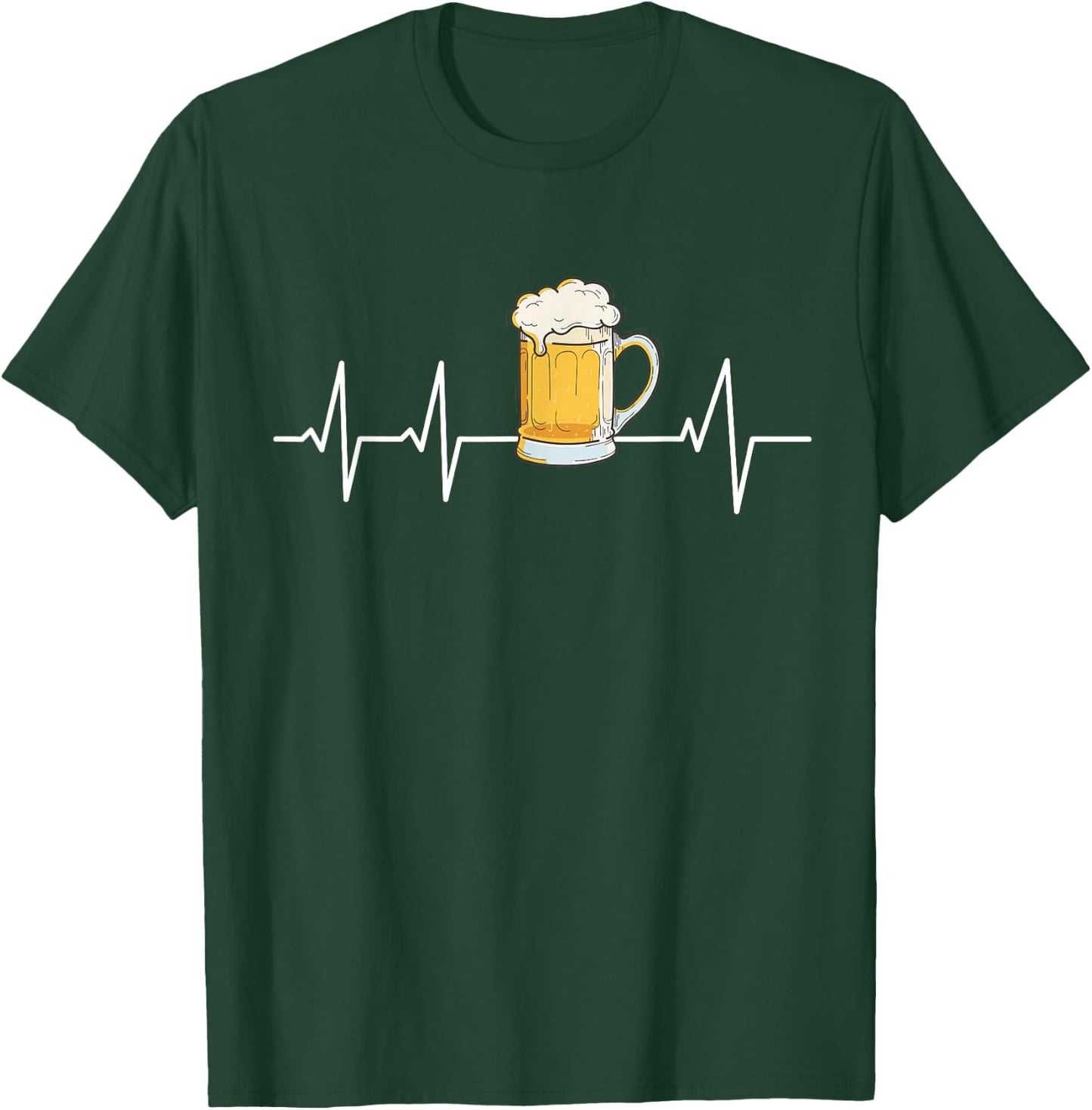 Beer pitcher heartbeat EKG heart rate T-Shirt - T-Shirt | Forest