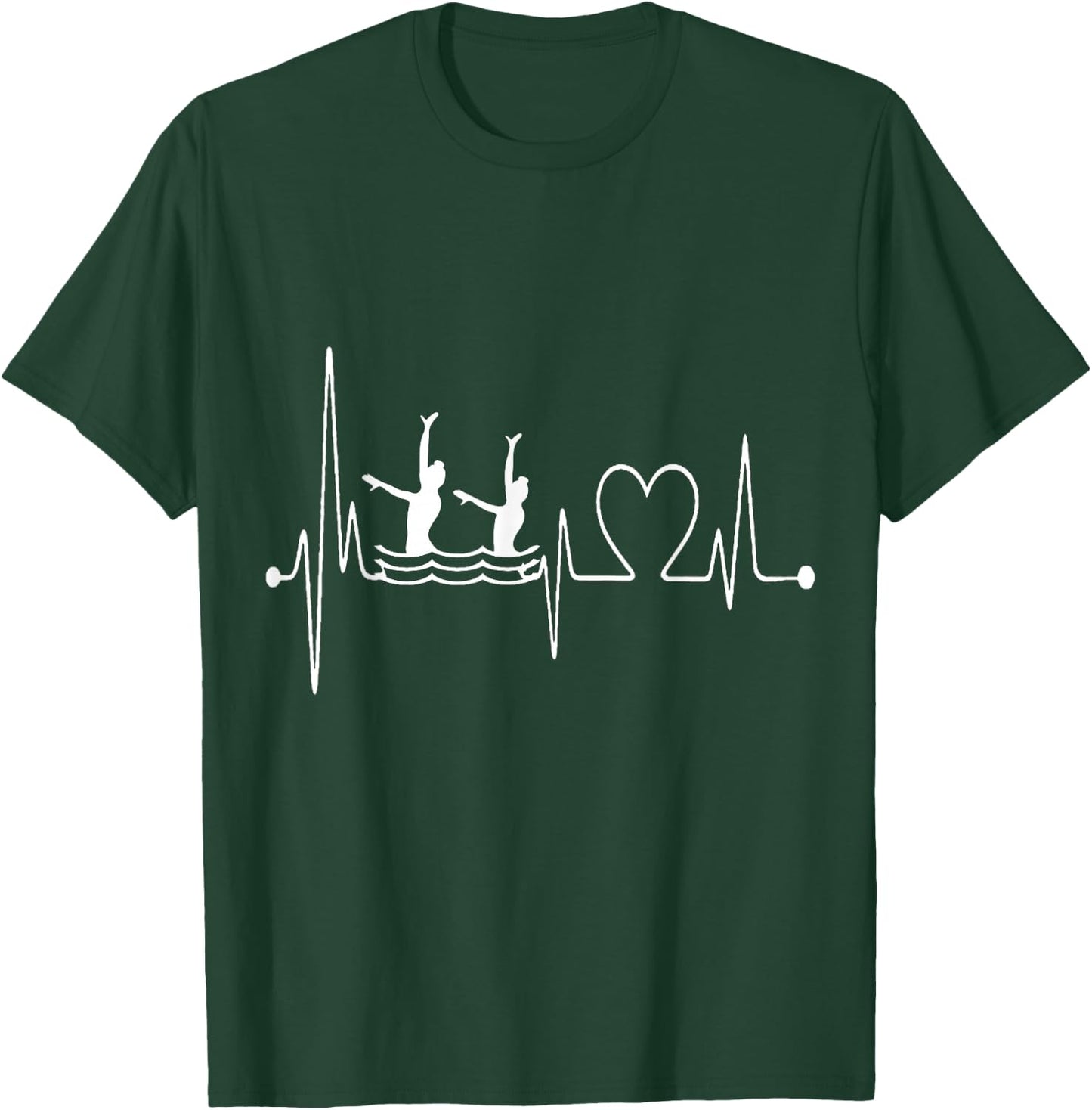 Synchro Swimming Heartbeat EKG Synchronized Swimmer Design T-Shirt - T-Shirt | Forest