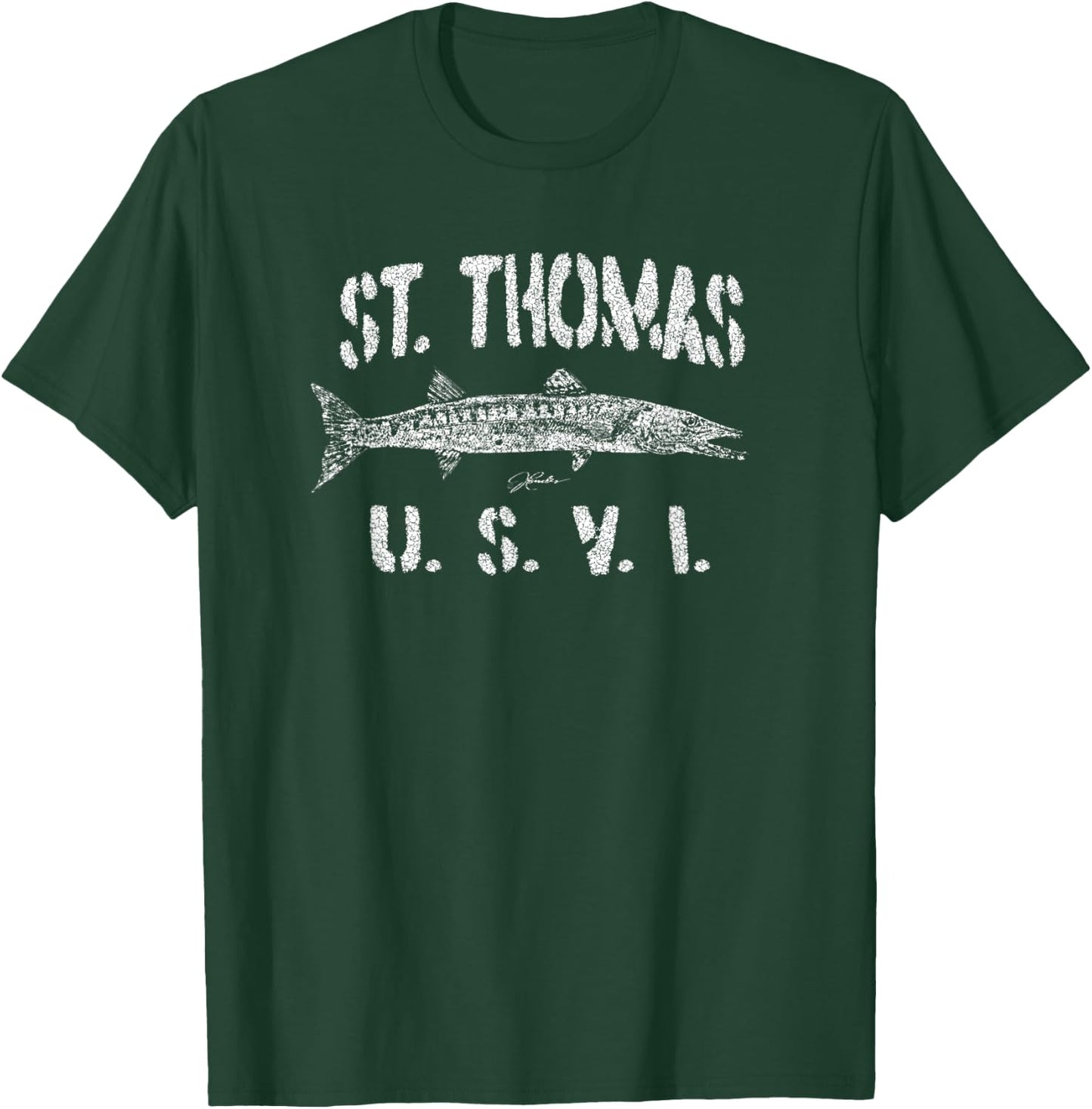 JCombs: St. Thomas, USVI, Great Barracuda T-Shirt - T-Shirt | Forest