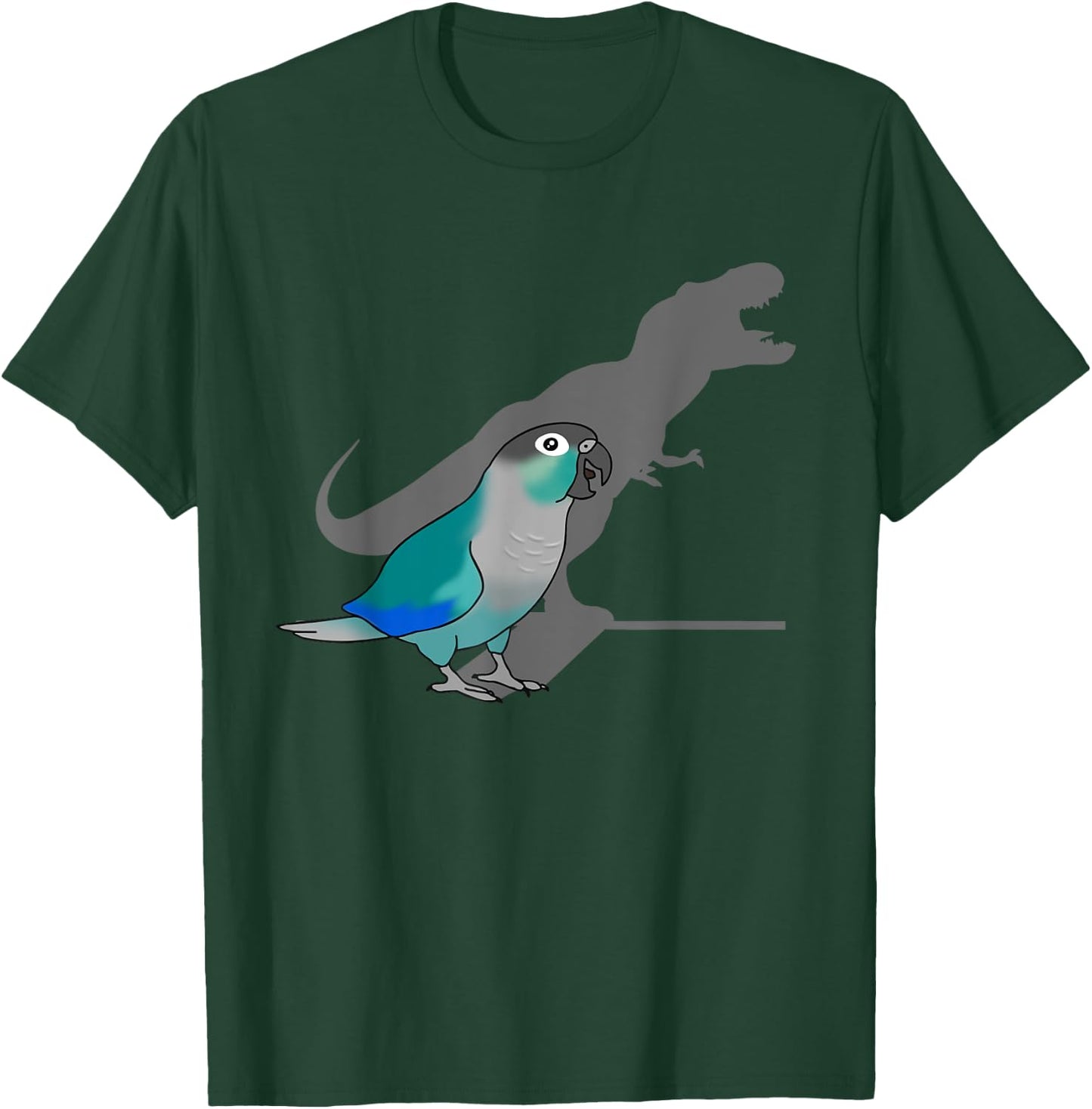 Funny Turquoise Green Cheeked Conure T-rex, Dinosaur Parrot T-Shirt - T-Shirt | Forest