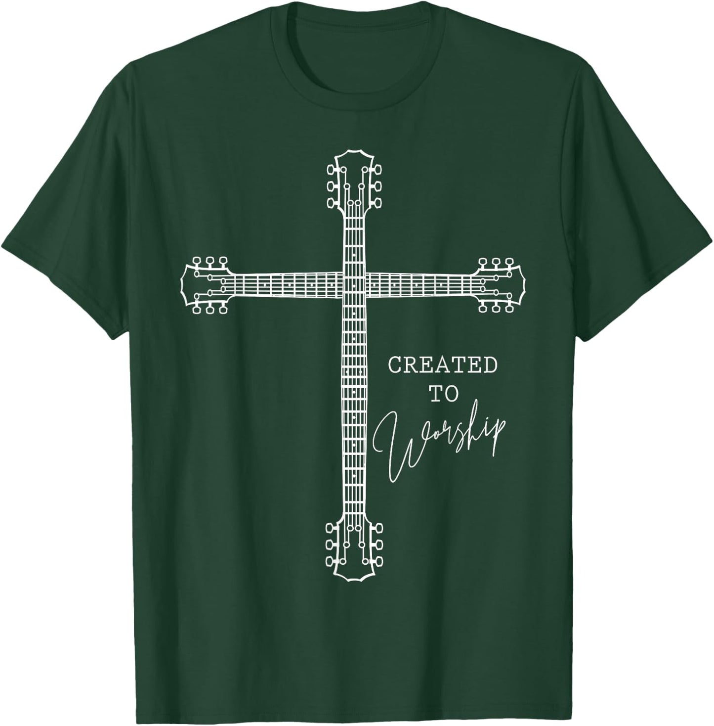 Christian Guitarist Shirt Created To Worship Musician T-Shirt - T-Shirt | Forest