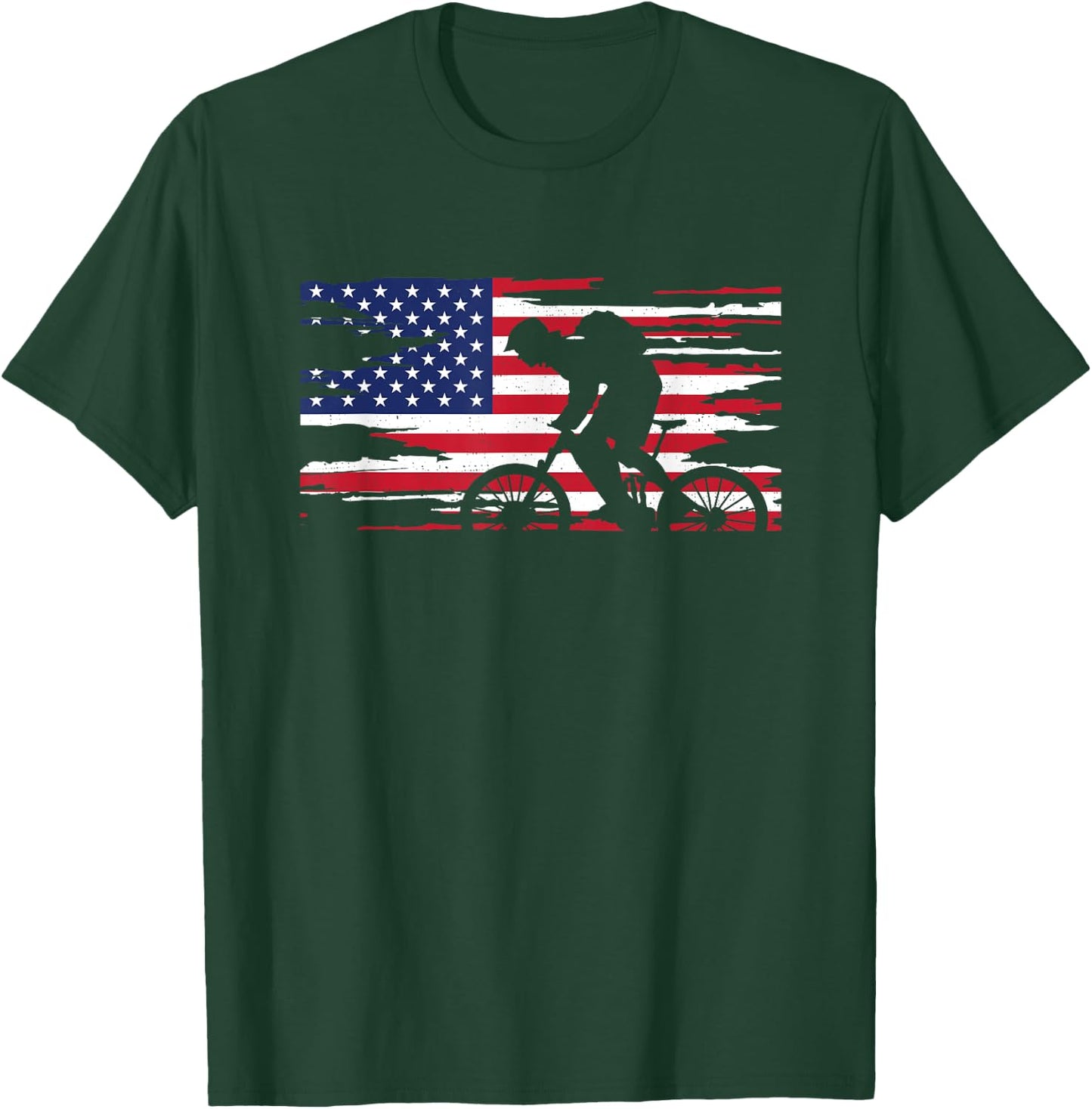 American Flag MTB Mountain Bike Apparel - MTB Mountain Bike T-Shirt - T-Shirt | Forest