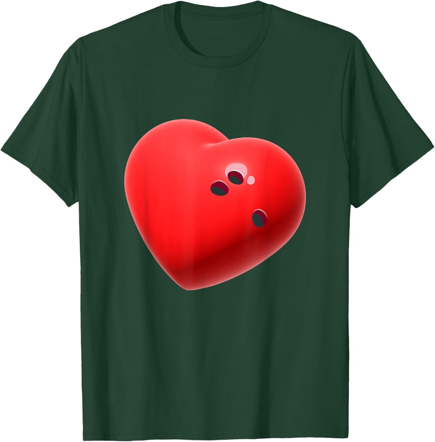 Love Bowling ball Hearts Bowling Lover Valentine's Day T-Shirt - T-Shirt | Forest