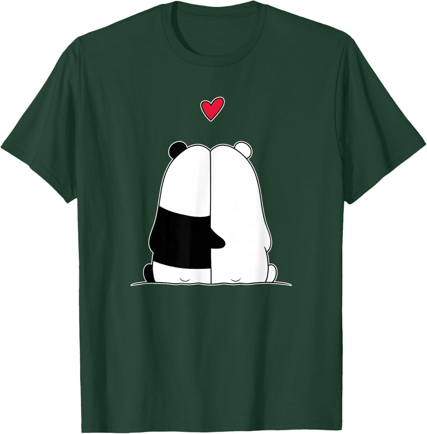 Couples Valentines Polar Bear Panda Bear T-Shirt - T-Shirt | Forest