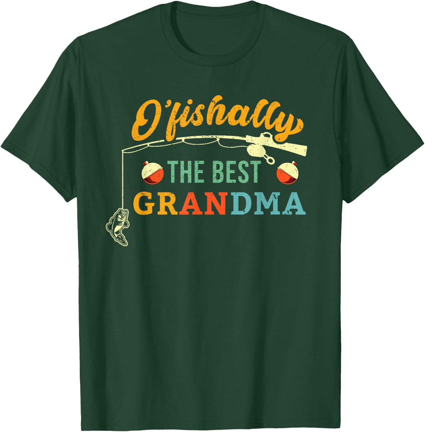 Ofishally Best Grandma Fishing Cute Grandmother Fisherwoman T-Shirt - T-Shirt | Forest