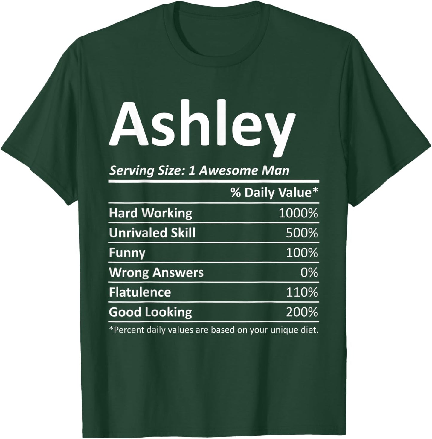 ASHLEY Nutrition Funny Birthday Personalized Name Gift T-Shirt - T-Shirt | Forest