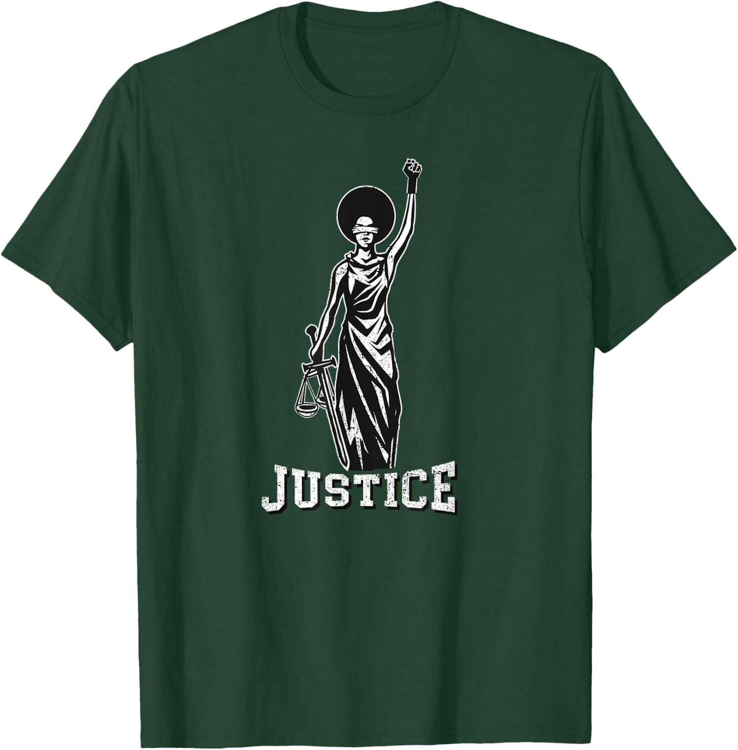 BLM Afro Lady Justice With Black Pride Fist T-Shirt - T-Shirt | Forest
